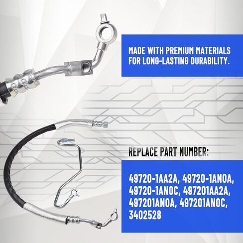 49720-1AA2A Power Steering Pressure Hose Compatible with Nissan Murano 2009-2014 3.5L V6, High Pressure Steering Line Replacement for 49720-1AN0A 49720-1AN0C 3402528 in Kuwait