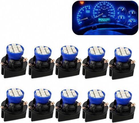 10 PCS T10 LED Dash Instrument Bulbs, 194 168 3020 8SMD Dashboard Cluster Panel Interior Lights, Bright LED Instrument Panel Ambient Lamp with Twist Socket, Universal for Most Cars (Blue) in Saudi Arabia