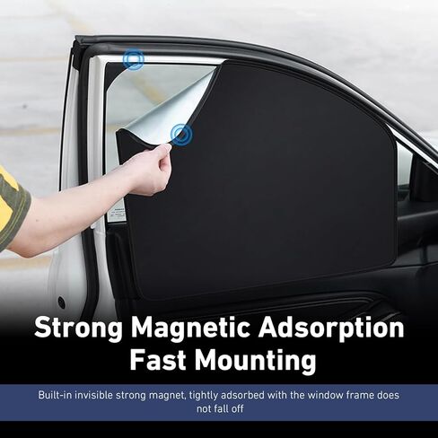 4 PCS Car Side Window Sun Shade, Sunproof Heat Insulation Front Rear Window Shades, Opaque Privacy Protection Cover, Universal for Most Vehicles (Black) in Saudi Arabia