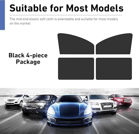 4 PCS Car Side Window Sun Shade, Sunproof Heat Insulation Front Rear Window Shades, Opaque Privacy Protection Cover, Universal for Most Vehicles (Black) in Saudi Arabia