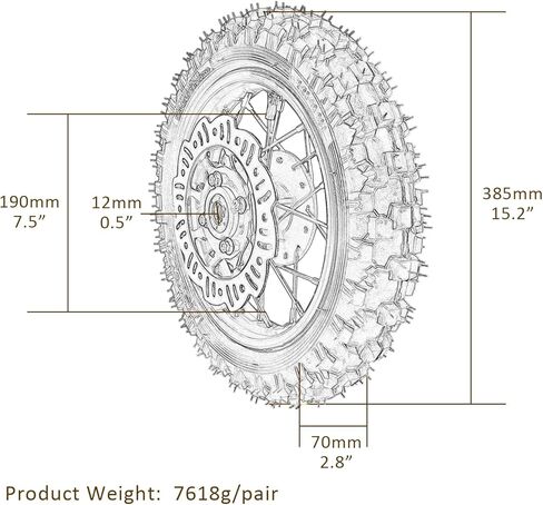 2.50-10 3.00-10 Front & Rear Wheels Rims Tires, Assembly Front Rear Tire Rim Wheel with Chain for CRF50 XR50 Dirt Bike Pit Bike in Kuwait