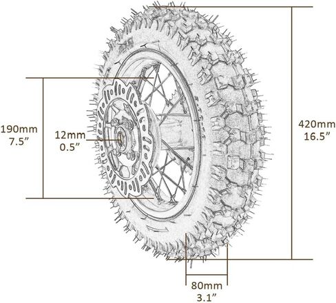 2.50-10 3.00-10 Front & Rear Wheels Rims Tires, Assembly Front Rear Tire Rim Wheel with Chain for CRF50 XR50 Dirt Bike Pit Bike in Kuwait