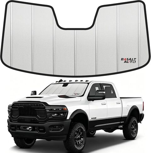 Windshield Sun Shade Compatible for 2019-2025 Ram 2500/3500/4500/5500 10 Inch Wide Sensor Front Upgraded 6 Layers Accordion-Folding Front Sun Visor with Storage Bag in Saudi Arabia