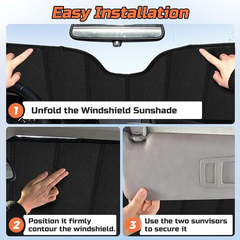 Windshield Sun Shade Compatible for 2019-2025 Ram 2500/3500/4500/5500 10 Inch Wide Sensor Front Upgraded 6 Layers Accordion-Folding Front Sun Visor with Storage Bag in Saudi Arabia