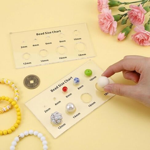 2 PCS Bead Size Measuring Tool Acrylic Bead Chart Multi-Function Geometric Stencil Ruler Clear Circle Template for Beads Stones Gem Diamond (2/4/6/8/10/12/14/16/18mm) in Saudi Arabia