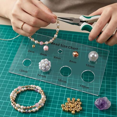2 PCS Bead Size Measuring Tool Acrylic Bead Chart Multi-Function Geometric Stencil Ruler Clear Circle Template for Beads Stones Gem Diamond (2/4/6/8/10/12/14/16/18mm) in Saudi Arabia