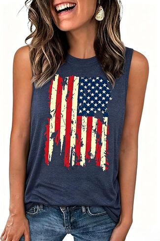 Womens Tank Tops Summer Graphic Tees Sleeveless Crewneck Top Vintage Loose Vacation Vest Casual Tunic Shirts in Saudi Arabia