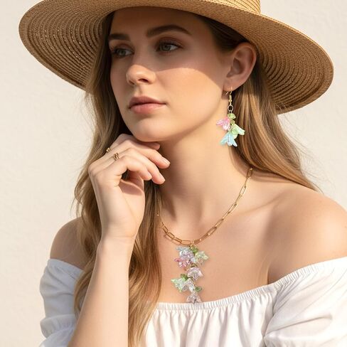 Mabor 32Pcs Flower Charms for Jewelry Making Lily of the Valley Pendants Aesthetic Floral Plastic Dangle Charms for DIY Crafts Necklace Earring Jewelry Making Decoration, Colored in Kuwait