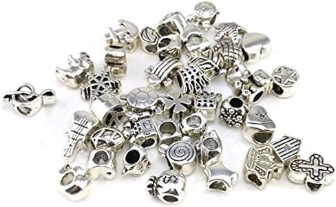 yueton Pack of 40 Assorted Loose Spacer Beads Charms Bracelet Jewelry Making Findings DIY in Kuwait