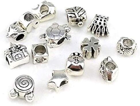 yueton Pack of 40 Assorted Loose Spacer Beads Charms Bracelet Jewelry Making Findings DIY in Kuwait