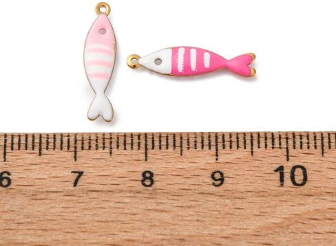 5Pcs Golden Stainless Steel Enamel Fish Charms Marine Animal Enamel Ocean Pendants for Bracelets Necklace Earrings DIY Crafting 18.5x4.5x2.5mm in Kuwait