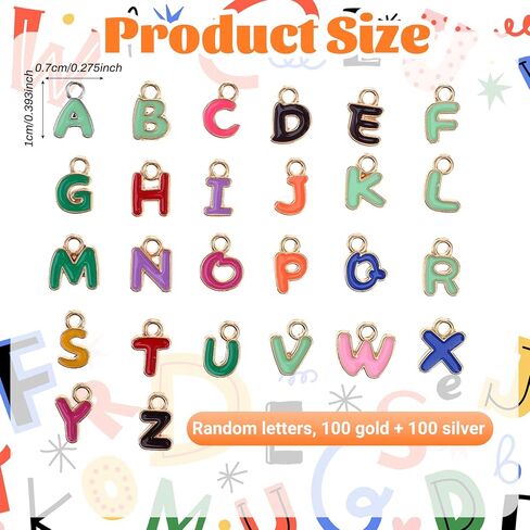 200PCS A-Z Metal Letter Charms for Jewelry Making, Mini A-Z Metal Letter Charms, Capital Alphabet Initial Charm, Metals Alphabet Charm for DIY Craft Bracelet Wristbands Necklace Choker Keychain in Kuwait