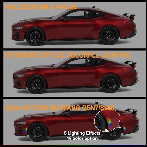 RGB LED Side Marker Lights Compatible with 2024-2025 Ford Mustang Gen7/S650, Assembly Front & Rear Smoked Lens Fender Bumper Lamps, Pack of 4 in Kuwait
