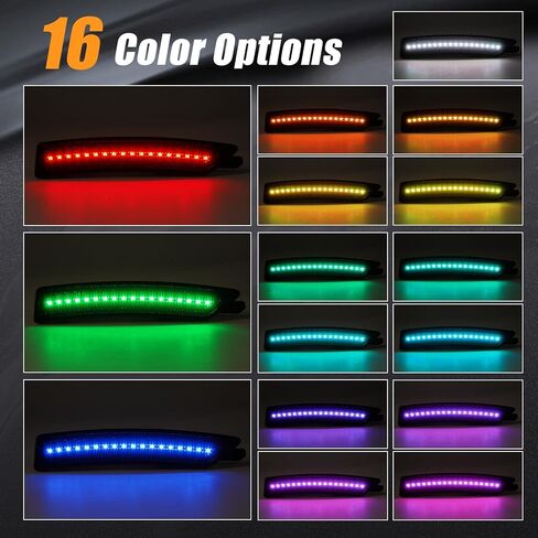 RGB LED Side Marker Lights Compatible with 2024-2025 Ford Mustang Gen7/S650, Assembly Front & Rear Smoked Lens Fender Bumper Lamps, Pack of 4 in Kuwait