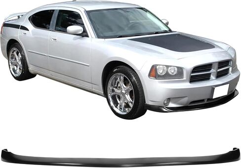 IKON MOTORSPORTS Front Bumper Lip Compatible With 2006-2010 Dodge Charger, IKON V2 Style Unpainted Black PU Front Lip Splitter Valance Chin Lip in Kuwait