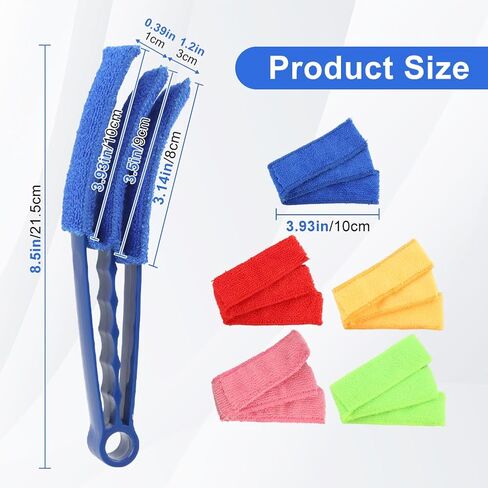 Window Blind Cleaner Duster Brush, 2 Pack Air Vent Cleaner Brush with 5 Reusable Microfiber Sleeves, Multi-Purpose Cleaning Tool for Venetian Blinds, Air Conditioner Vents, Household Cleaning Tool in Saudi Arabia