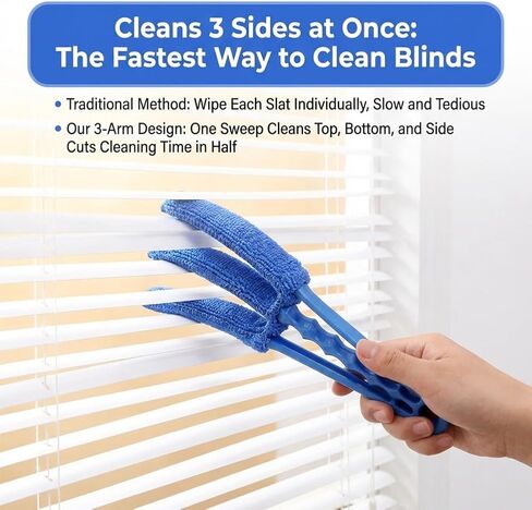 Window Blind Cleaner Duster Brush, 2 Pack Air Vent Cleaner Brush with 5 Reusable Microfiber Sleeves, Multi-Purpose Cleaning Tool for Venetian Blinds, Air Conditioner Vents, Household Cleaning Tool in Saudi Arabia