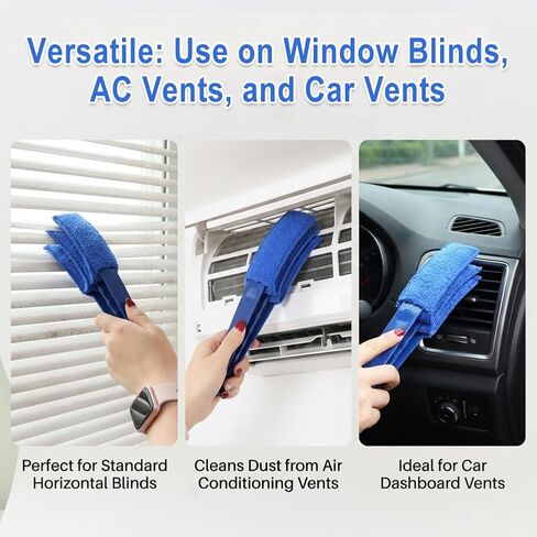 Window Blind Cleaner Duster Brush, 2 Pack Air Vent Cleaner Brush with 5 Reusable Microfiber Sleeves, Multi-Purpose Cleaning Tool for Venetian Blinds, Air Conditioner Vents, Household Cleaning Tool in Saudi Arabia