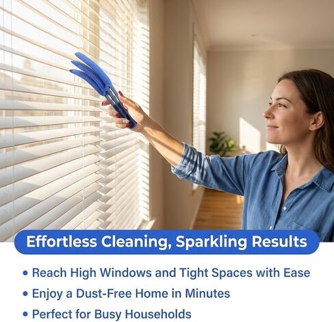 Window Blind Cleaner Duster Brush, 2 Pack Air Vent Cleaner Brush with 5 Reusable Microfiber Sleeves, Multi-Purpose Cleaning Tool for Venetian Blinds, Air Conditioner Vents, Household Cleaning Tool in Saudi Arabia