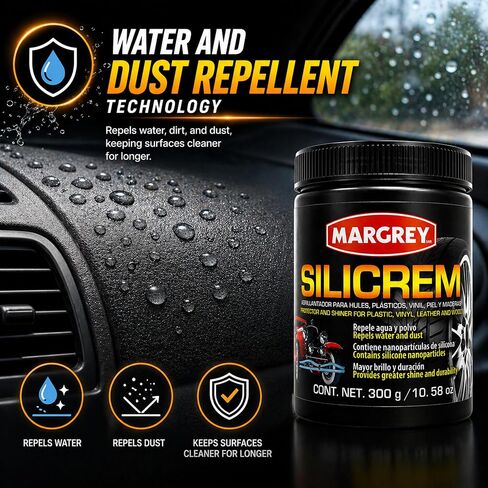 Silicrem Plastic & Vinyl Restorer 300g – Shine and Protection for Rubber, Plastic, Leather and Wood | Abrillantador para Hules y Vinil | UV Protector Water Repellent Car Interior Dressing in Saudi Arabia