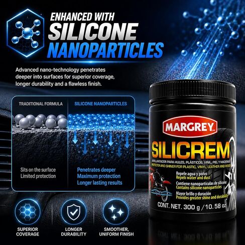 Silicrem Plastic & Vinyl Restorer 300g – Shine and Protection for Rubber, Plastic, Leather and Wood | Abrillantador para Hules y Vinil | UV Protector Water Repellent Car Interior Dressing in Saudi Arabia