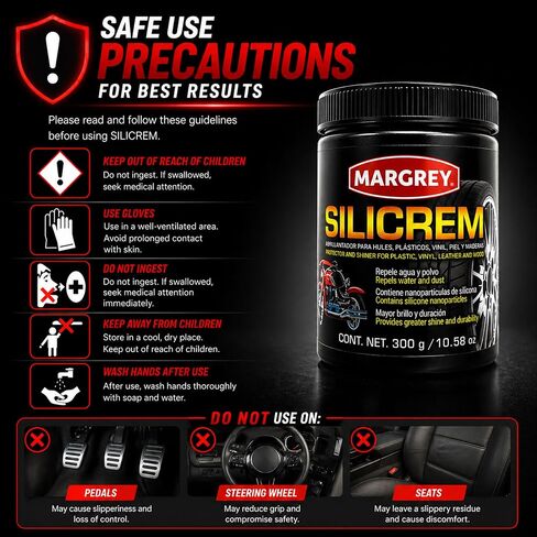 Silicrem Plastic & Vinyl Restorer 300g – Shine and Protection for Rubber, Plastic, Leather and Wood | Abrillantador para Hules y Vinil | UV Protector Water Repellent Car Interior Dressing in Saudi Arabia