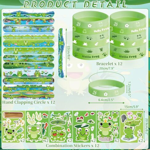 KEFAN Frog Party Favor Supplies including Cartoon Frog Theme Gift Bags, Wristbands, Stickers, Badge, for Frog Theme Kids Birthday Party Gift in Saudi Arabia