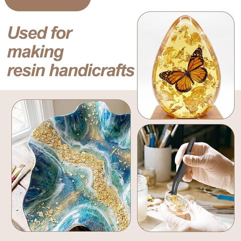 FLOYEUML 15g Gold Flakes Set with Storage Box and Precision Tweezers, Shiny Metallic Foil Flakes for Resin Art, Nail Art, Epoxy Crafts, Painting, Gilding and DIY Decor Projects in Kuwait