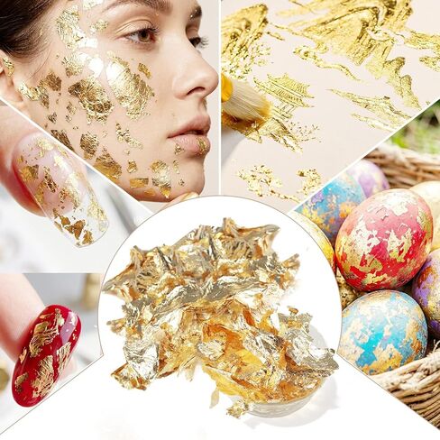 FLOYEUML 15g Gold Flakes Set with Storage Box and Precision Tweezers, Shiny Metallic Foil Flakes for Resin Art, Nail Art, Epoxy Crafts, Painting, Gilding and DIY Decor Projects in Kuwait
