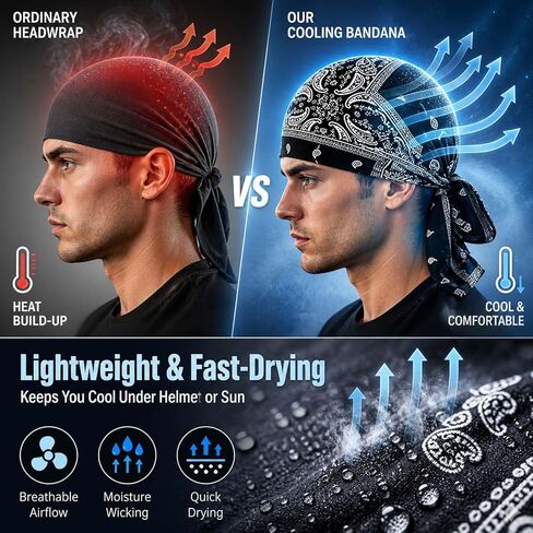2026 Elastic Cycling Sports Cap Men Women,Paisley Cooling Headscarf Cap Set,Beanie Motorcycle Pirate Wrap Helmet in Kuwait