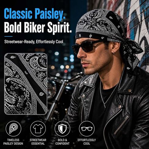 2026 Elastic Cycling Sports Cap Men Women,Paisley Cooling Headscarf Cap Set,Beanie Motorcycle Pirate Wrap Helmet in Kuwait