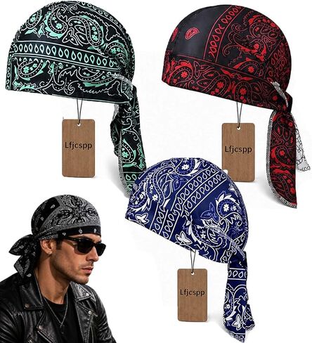 2026 Elastic Cycling Sports Cap Men Women,Paisley Cooling Headscarf Cap Set,Beanie Motorcycle Pirate Wrap Helmet in Saudi Arabia