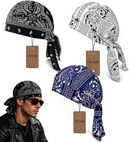 2026 Elastic Cycling Sports Cap Men Women,Paisley Cooling Headscarf Cap Set,Beanie Motorcycle Pirate Wrap Helmet in Kuwait