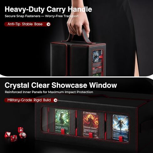 7-in-1 Commander Deck Box with Battle Case, 6-Deck Modular Card Storage Vault for MTG, Holds 600+ Double-Sleeved Cards, 35PT Magnetic Card Holders & 24 Dividers for TCG Game Night & Tournament in Saudi Arabia