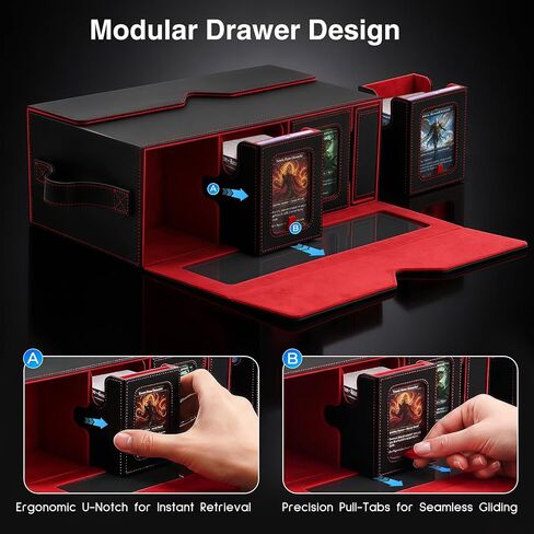 7-in-1 Commander Deck Box with Battle Case, 6-Deck Modular Card Storage Vault for MTG, Holds 600+ Double-Sleeved Cards, 35PT Magnetic Card Holders & 24 Dividers for TCG Game Night & Tournament in Saudi Arabia