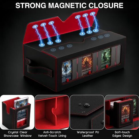7-in-1 Commander Deck Box with Battle Case, 6-Deck Modular Card Storage Vault for MTG, Holds 600+ Double-Sleeved Cards, 35PT Magnetic Card Holders & 24 Dividers for TCG Game Night & Tournament in Saudi Arabia
