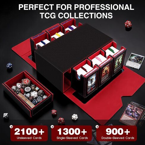 7-in-1 Commander Deck Box with Battle Case, 6-Deck Modular Card Storage Vault for MTG, Holds 600+ Double-Sleeved Cards, 35PT Magnetic Card Holders & 24 Dividers for TCG Game Night & Tournament in Saudi Arabia