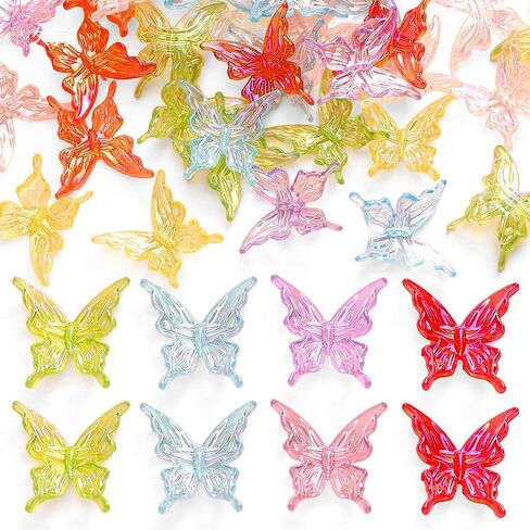 40Pcs Butterfly Acrylic Beads Bead Bracelet Making Kit, Colorful Butterflies Bead Charms for Bracelets, Bulk Spacer Beads for Jewelry Making, Earrings, Keychains, and DIY Crafts in Saudi Arabia