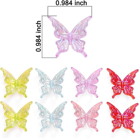 40Pcs Butterfly Acrylic Beads Bead Bracelet Making Kit, Colorful Butterflies Bead Charms for Bracelets, Bulk Spacer Beads for Jewelry Making, Earrings, Keychains, and DIY Crafts in Saudi Arabia