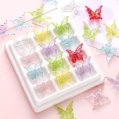 40Pcs Butterfly Acrylic Beads Bead Bracelet Making Kit, Colorful Butterflies Bead Charms for Bracelets, Bulk Spacer Beads for Jewelry Making, Earrings, Keychains, and DIY Crafts in Saudi Arabia
