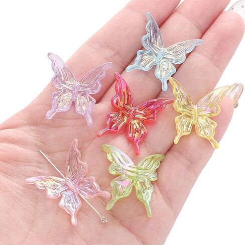 40Pcs Butterfly Acrylic Beads Bead Bracelet Making Kit, Colorful Butterflies Bead Charms for Bracelets, Bulk Spacer Beads for Jewelry Making, Earrings, Keychains, and DIY Crafts in Saudi Arabia