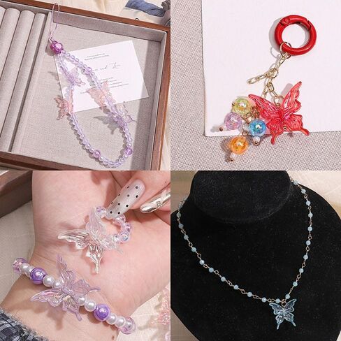 40Pcs Butterfly Acrylic Beads Bead Bracelet Making Kit, Colorful Butterflies Bead Charms for Bracelets, Bulk Spacer Beads for Jewelry Making, Earrings, Keychains, and DIY Crafts in Saudi Arabia