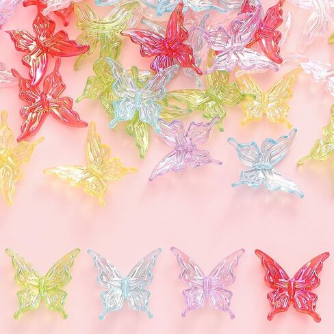 40Pcs Butterfly Acrylic Beads Bead Bracelet Making Kit, Colorful Butterflies Bead Charms for Bracelets, Bulk Spacer Beads for Jewelry Making, Earrings, Keychains, and DIY Crafts in Saudi Arabia