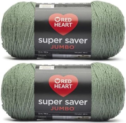Generic خيوط Red Hearts Super Saver Jumbo Light Sage - 2 عبوة من 14oz/396g - أكريليك - 4 متوسطة (Worsted) - 744 ياردة - حياكة/كروشيه in Kuwait