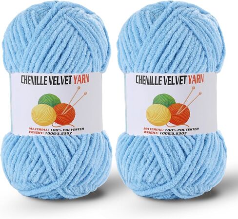 2 * 100g/3.5oz Fluffy Chenille Yarn for Crocheting, Chunky Velvet Yarn for Crochet Amigurumi, Used for Making Baby Yarns Blanket, Clothes, Pattern Knitting Creations (Apricot Color) in Kuwait