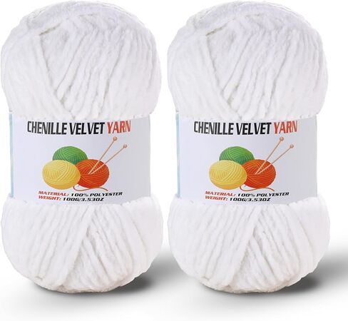2 * 100g/3.5oz Fluffy Chenille Yarn for Crocheting, Chunky Velvet Yarn for Crochet Amigurumi, Used for Making Baby Yarns Blanket, Clothes, Pattern Knitting Creations (Apricot Color) in Kuwait