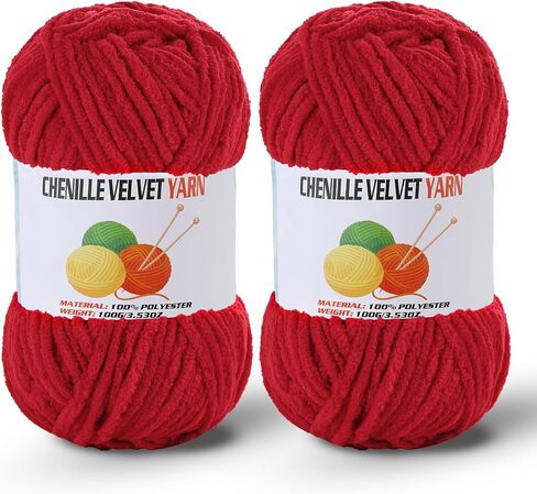 2 * 100g/3.5oz Fluffy Chenille Yarn for Crocheting, Chunky Velvet Yarn for Crochet Amigurumi, Used for Making Baby Yarns Blanket, Clothes, Pattern Knitting Creations (Apricot Color) in Kuwait