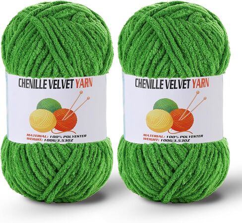 2 * 100g/3.5oz Fluffy Chenille Yarn for Crocheting, Chunky Velvet Yarn for Crochet Amigurumi, Used for Making Baby Yarns Blanket, Clothes, Pattern Knitting Creations (Apricot Color) in Kuwait