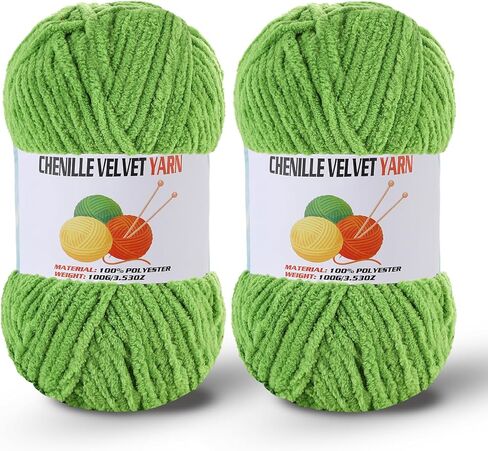2 * 100g/3.5oz Fluffy Chenille Yarn for Crocheting, Chunky Velvet Yarn for Crochet Amigurumi, Used for Making Baby Yarns Blanket, Clothes, Pattern Knitting Creations (Apricot Color) in Kuwait