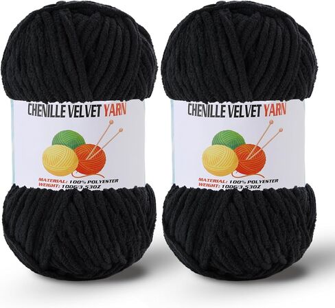 2 * 100g/3.5oz Fluffy Chenille Yarn for Crocheting, Chunky Velvet Yarn for Crochet Amigurumi, Used for Making Baby Yarns Blanket, Clothes, Pattern Knitting Creations (Apricot Color) in Kuwait